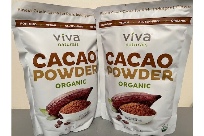 (LOT OF 2) Viva Naturals #1 Best Selling Certified Organic Cacao Powder
