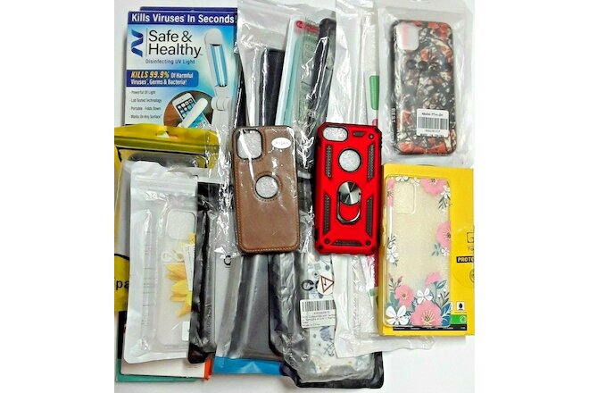 Lot of 18 assorted Cell Phone Cases and some accessories. New. for resale