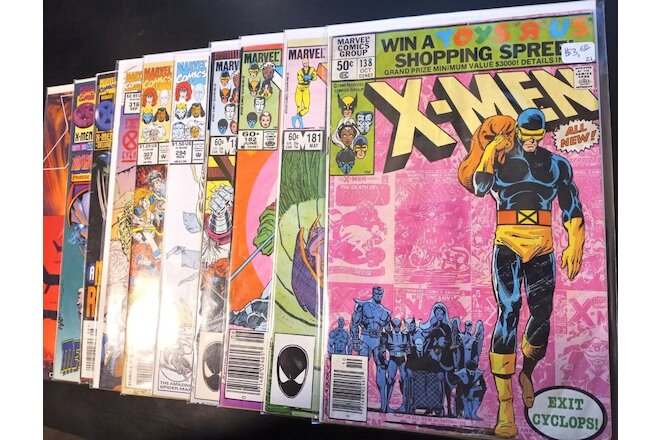 Lot of 10 Uncanny X-Men Issues #138,181-183,294,307,316,323,336 & 405