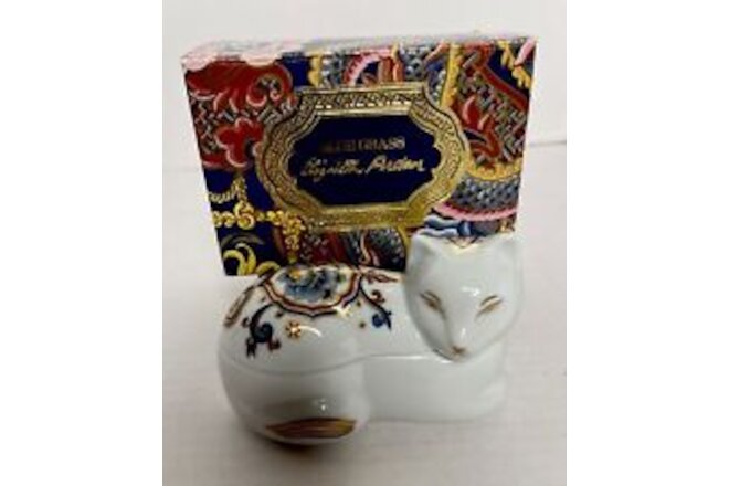 Elizabeth Arden Chinoiserie Cat Kitty Blue Grass Scented Candle Porcelain Japan