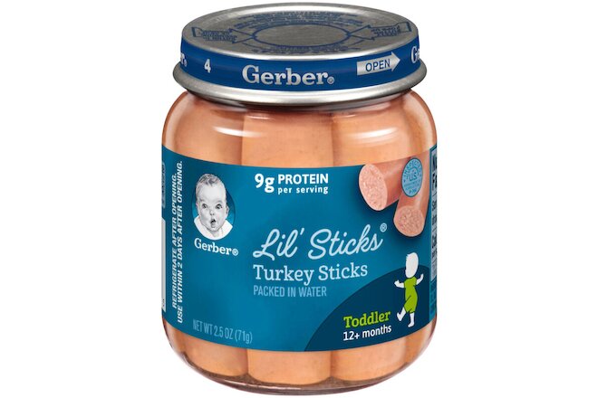 Gerber Lil Sticks Turkey Sticks Baby Food 12+ Months - 2.5 Oz - Pack of 10