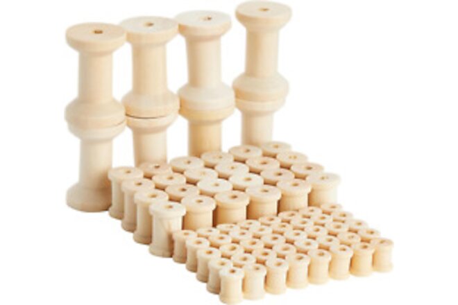 Empty Wooden Spools for Crafts in 3 Sizes (72 Pack)