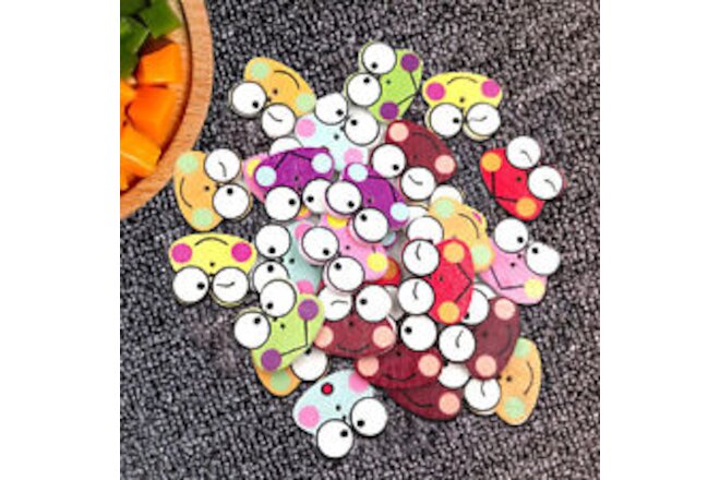50pcs Wooden Buttons Wooden Multipurpose Diy Mixed Buttons Multicolor