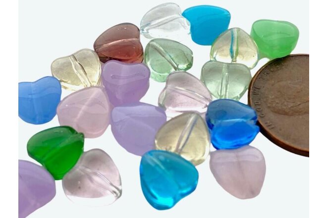 Vintage 8mm Glass Heart Beads Mix 20