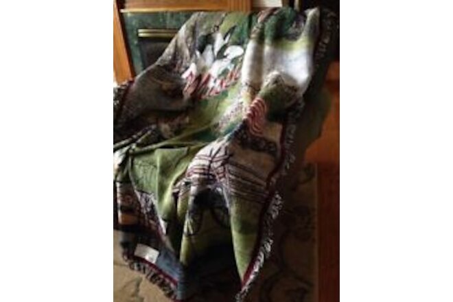 Mississippi Scenic Capital Civil War Fish Cotton Woven Afghan Throw Blanket NOS