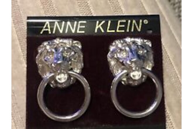 Vintage Anne Klein Silver Head Door Knocker Post Earrings