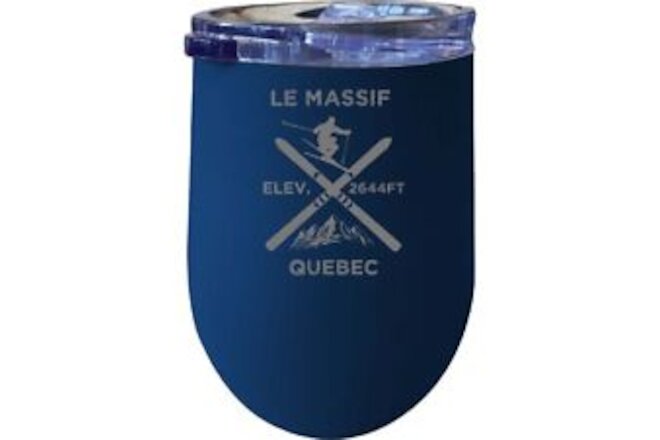 Le Massif Quebec Ski Souvenir 12 Oz Laser Etched Insulated Wine Stainless Steel