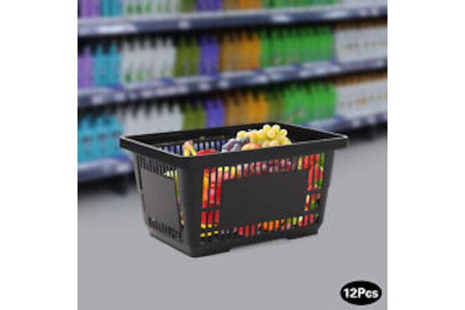 12pcs Mesh Shopping Baskets with Handles PP Shopping Basket Portable 21 L Large