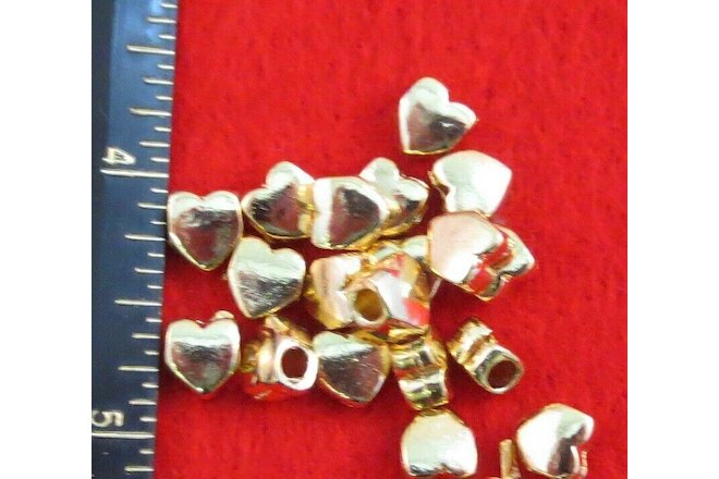 14KT GOLD ELECTROPLATED LOT OF 5 HEART CHARM SPACER