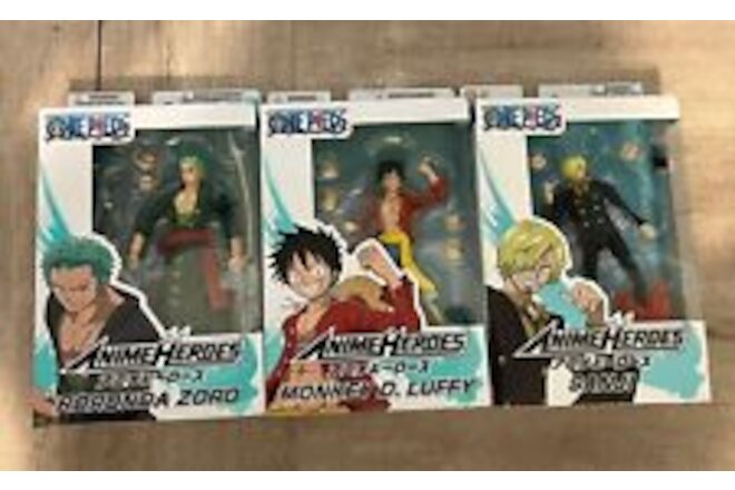 Anime Heroes: One Piece Luffy & Sanji & Zoro 6.5" Action Figures Bandai