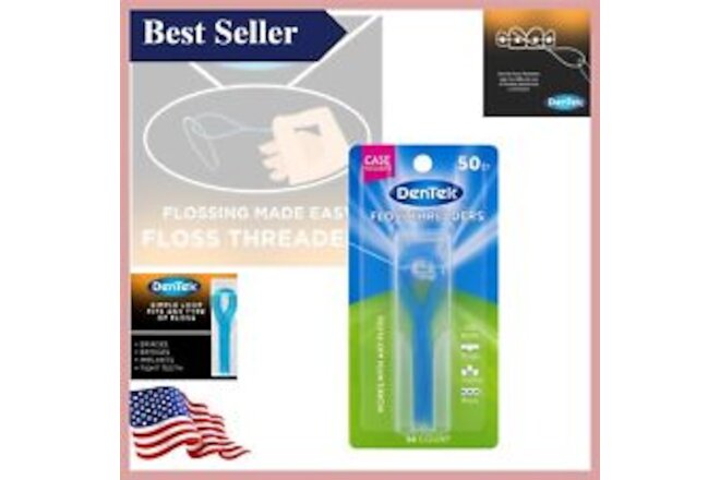 Flexible Floss Threaders for Braces, Bridges, Implants - 50 Count Pack