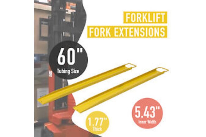 Wide Forklift Pallet Fork Extensions - Pair - 60x5.5inch - USA-Made