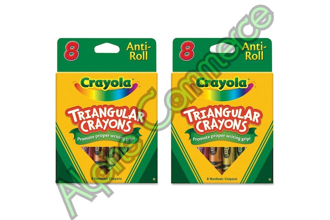 *2-Packs* Crayola Triangular 8 Crayons Promote Proper Writing Grip 52-4008
