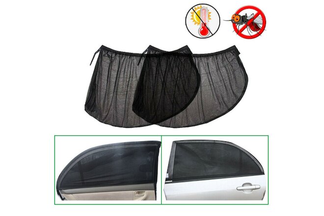 2PCS Car Window Screen Mesh Cover Privacy Mosquito Bugs Sun UVProtection Camping