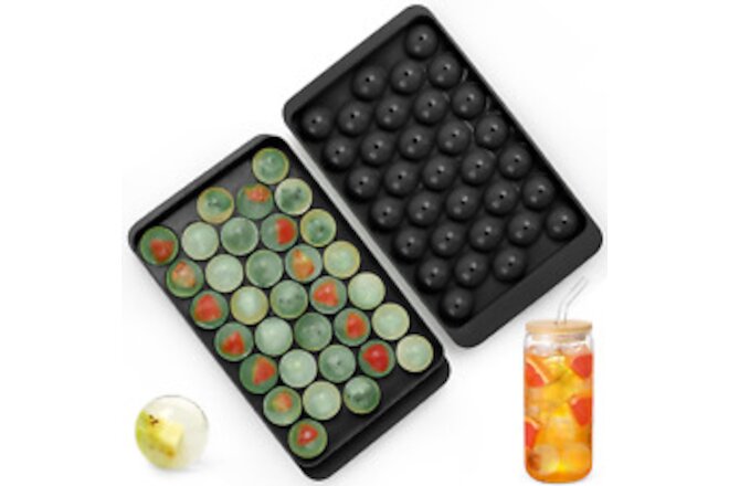 Round Ice Cube Mold,33 PCS X 1 Inch Cocktails Ice Cubes,Circle Ice Cube Tray wit