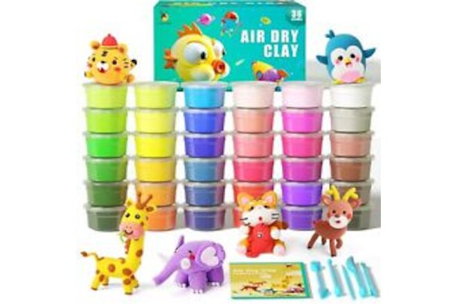 Air Dry Clay Kit, 36 Colors Modeling Clay for Kids, Ultra Light Magic Clay wi...