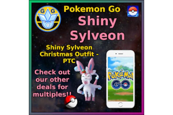 Shiny Sylveon - Christmas Outfit - Pokémon GO - Pokemon Mini P T C - 50-100k!