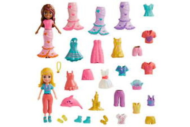 Dolls & Accessories, 2 Dolls with 25 Themed Accessories, 3-inch Scale Fun