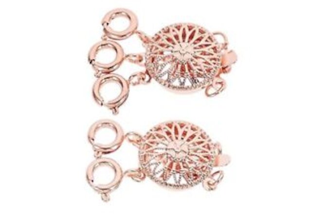 2Pcs Necklace Layered Clasp 3 Strands Jewelry Spacers Necklace Rose Gold