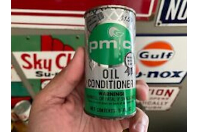 VINTAGE~ FULL NOS~ PMC OIL CONDITIONER “SPACE AGE DISCOVERY” 5 OZ OIL CAN- NICE!
