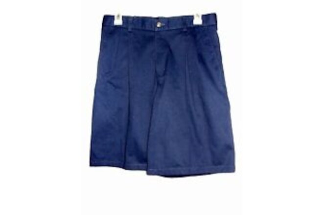 Boys Chaps Approved Schoolwear Pleated Navy Shorts - Size 16 Husky - New