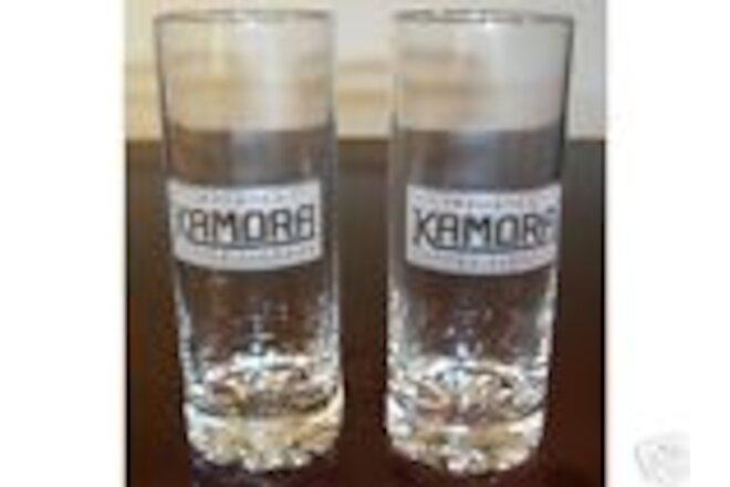 TWO IMPORTED KAMORA COFFEE LIQUEUR TALL GLASSES MINT