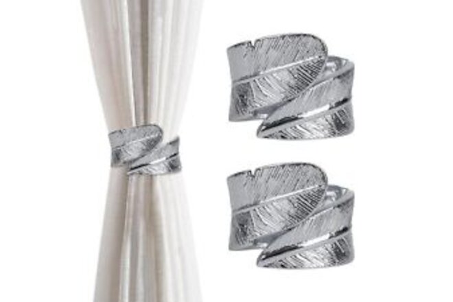Silver Curtain Tiebacks Clips Window Treatments Tie Backs Holders for Home Of...