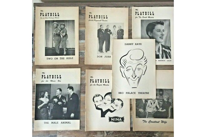 LOT OF 7 VINTAGE EARLY 1950'S PLAYBILL- VERY GOOD CONDITION - MANY RARE
