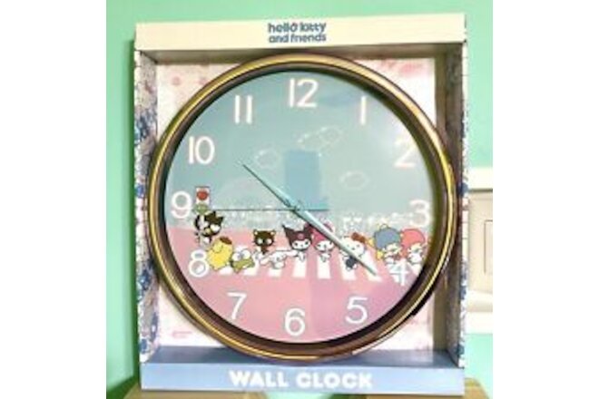NEW Oversized Hello Kitty & Friends Wall Clock. Pink Metallic Trim. Super Cute!!