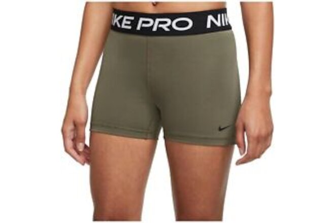 Nike Womens Pro 3" Shorts (Medium Olive/Black/Black, X-Large)