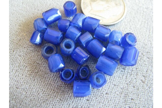 Lot of 25 Antique Czech Glass African Trade Beads Russian Blues 5mm
