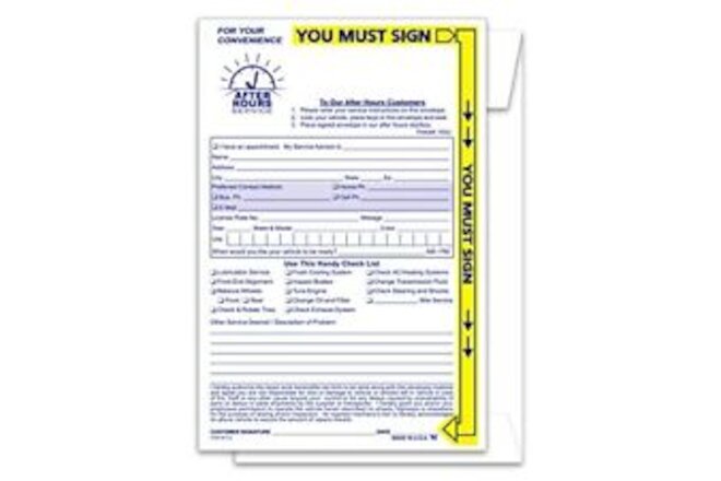 6"x9" Yellow Highlight Night Drop Envelopes for After Hours Vehicle Key Drop-off