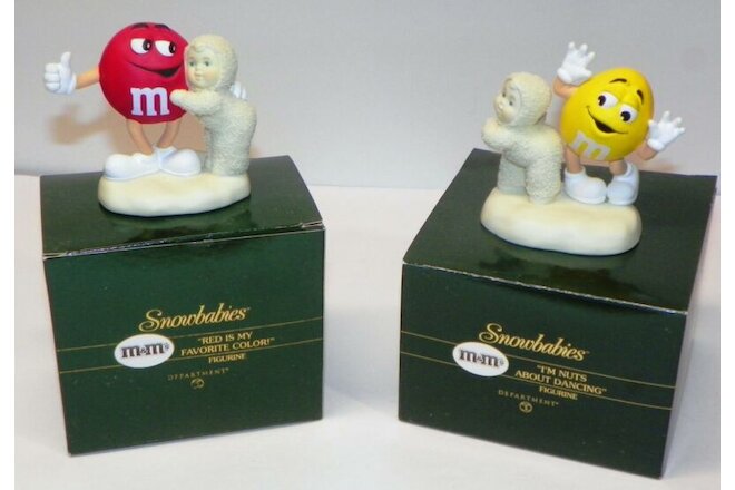 NOS Dept. 56 Snowbabies w/ M&M's RETIRED BISQUE FIGURINE LOT w/BOXES: Mars Candy