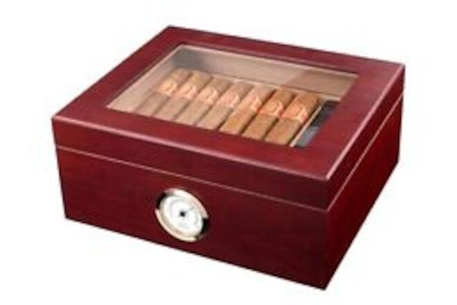 Humidors, Royal Glass-Top Cigar Humidor, Cigar Box for Up To 50 Cigars, Cigar...