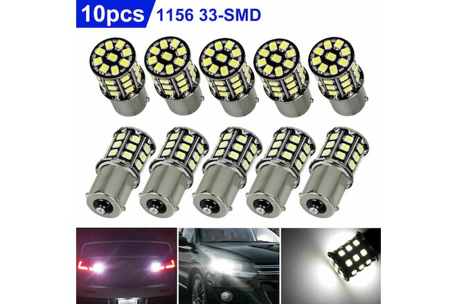 10PCS Super Bright White 1156 RV Trailer 33-SMD Car LED 1141 Interior Light Bulb