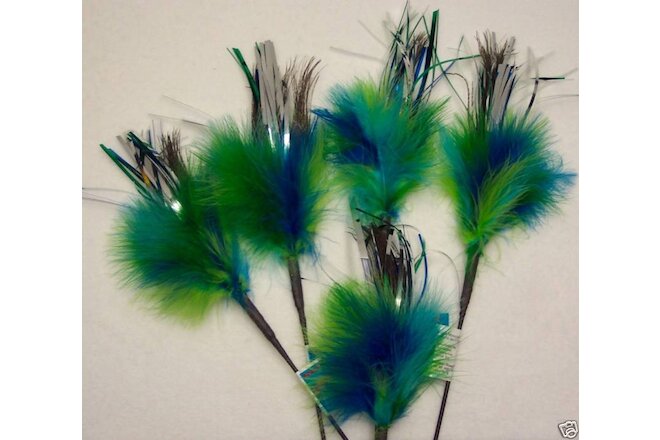 5 lot MYLAR PEACOCK SPARKLER wand cat toy toys kitten Free Shipping