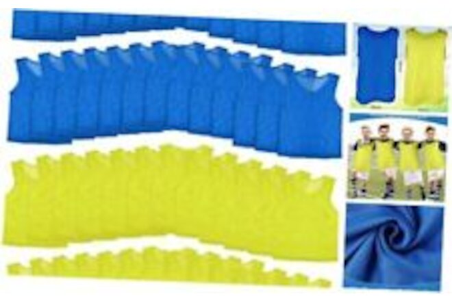 50 Pack Pinnies Scrimmage Vests Lightweight Youth Scrimmage Yellow and Blue
