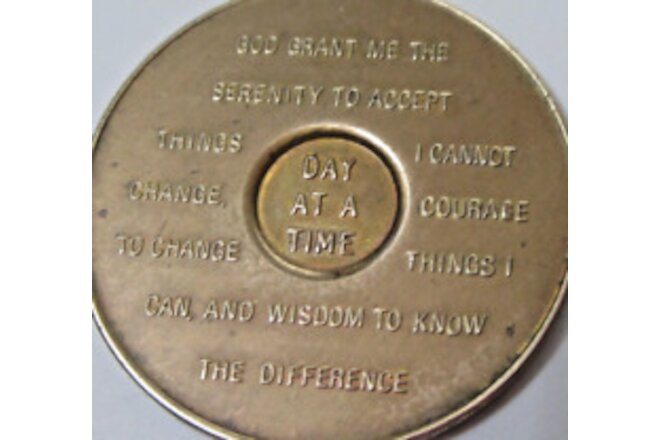 Alcoholics Anonymous Medallion year 20 One Day At A time Bronze AA Token