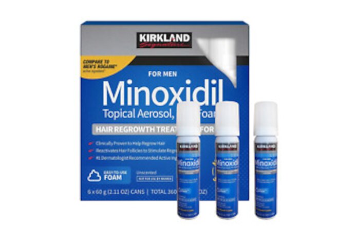 Kirkland Signature  5% Minoxidil Foam For Men Hair Growth Treatment 6x 2.11 cans
