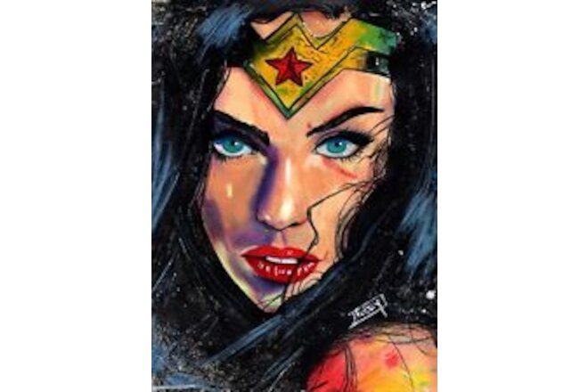 Original Art “Wonder Woman” On Archival Pastel Stock Nick Alan Foley SGN W/Coa