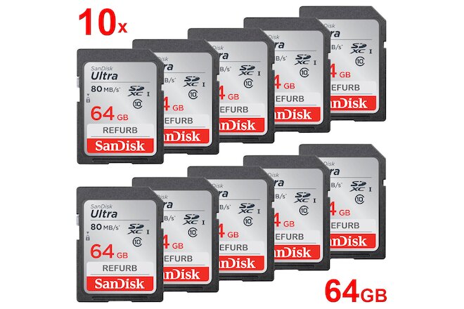LOT 10x SanDisk Ultra SDXC 64GB Class 10 - SD 64 GB memory card 64G G 10 x