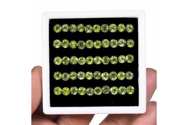 VVS 50 Pcs Lot Natural Peridot 5mm Round Cut Loose Sparkling Untreated Gemstones
