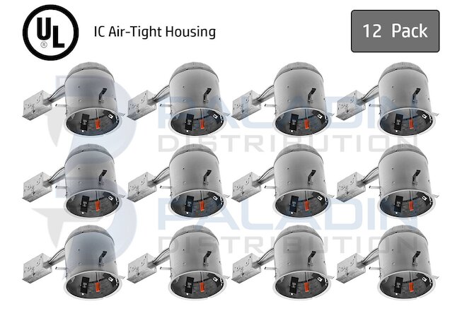 6" Inch Remodel Recessed Can Light Housing - IC Air Tight LED (12 Pack)