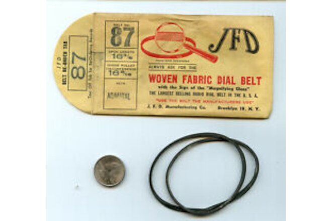 Radio Tuning Dial Belt ADMIRAL Tuning Cord 16-3/8" JFD #87 Woven Fabric