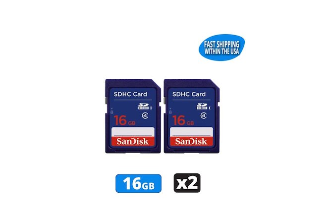 16GB Sandisk SD Cards for Digital Cameras / Trail Camera / Computers (2 Pack)
