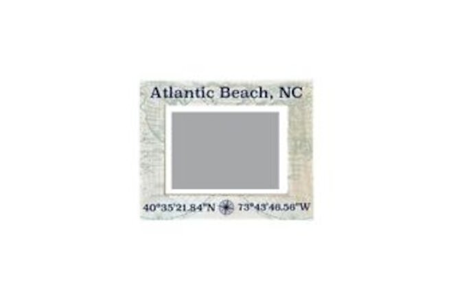 Atlantic Beach North Carolina Souvenir Wooden Photo Frame Compass Coordinates