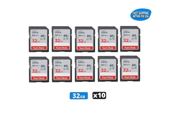 Sandisk Ultra 32GB SD Memory cards for Camera/Trail Camera / Computers (10 Pack)