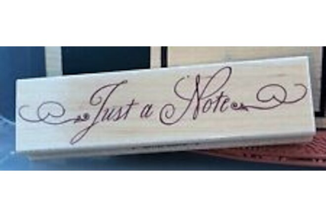 Hero Arts Just A Note H1359 Quill Note Rubber Stamp Wood - NEW unused
