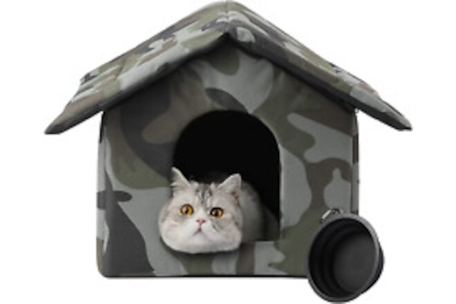 Collapsible Outdoor Cat House for Cats and Puppies, Pet Shelter Outdoor Waterpro