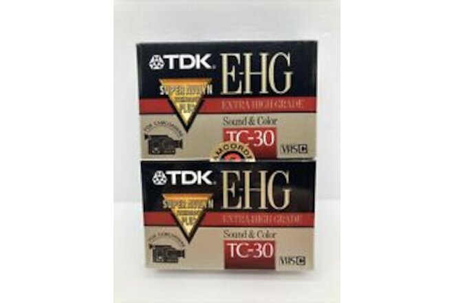 2 Pack TDK TC-30 EHG VHS-C Video Cassette Made in Japan Extra High Grade New